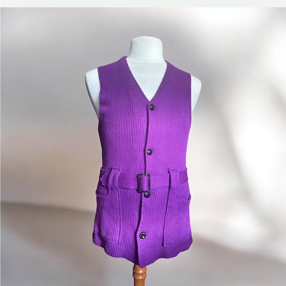 Vintage Capri West by Townline Purple Knit Vest with Belt